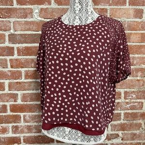 MADEWELL burgundy flowy polka dots tshirt blouse small
